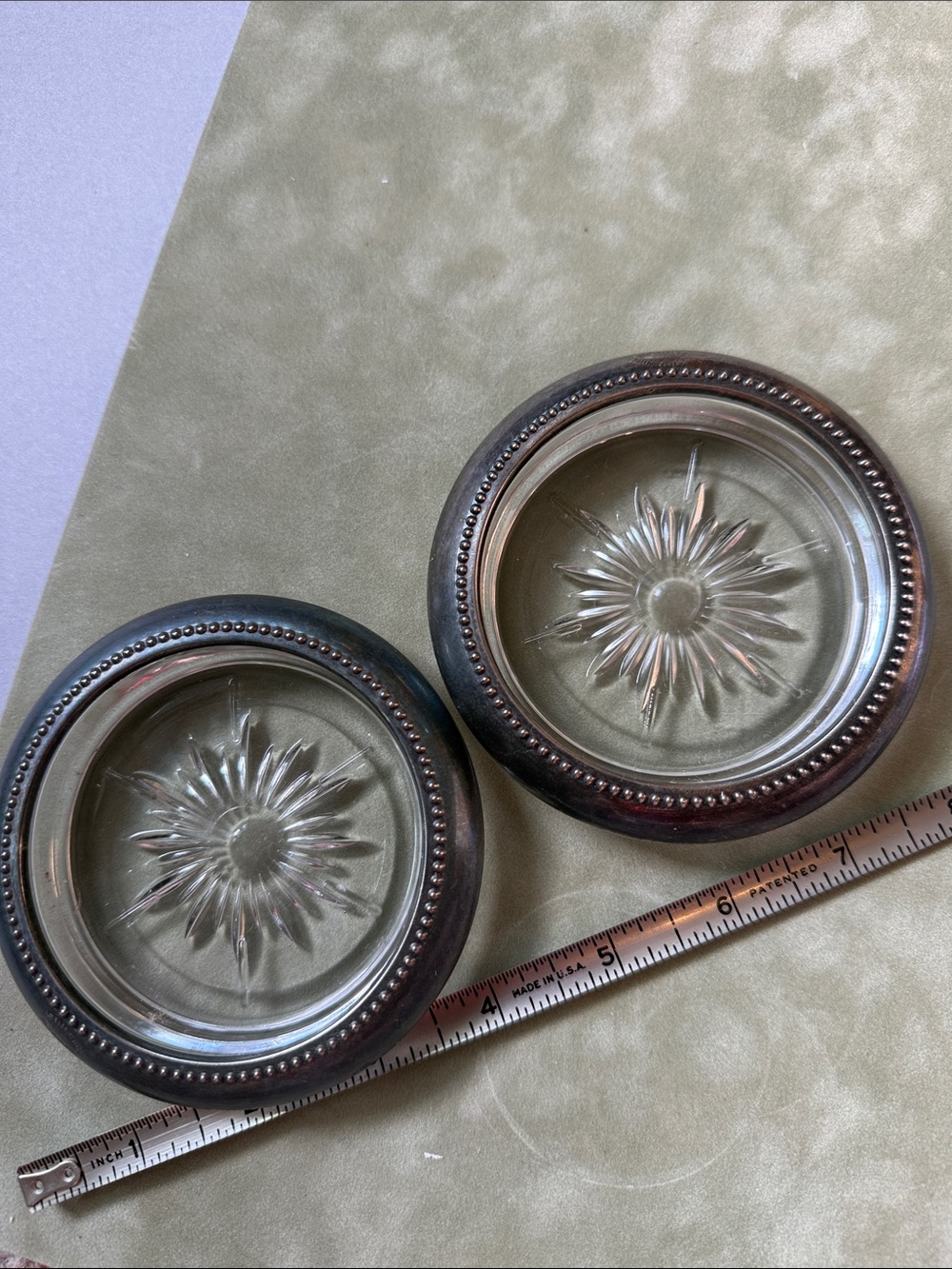 2 vintage w-s blackinton silver plate and glass ashtrays 4” trinket dish
